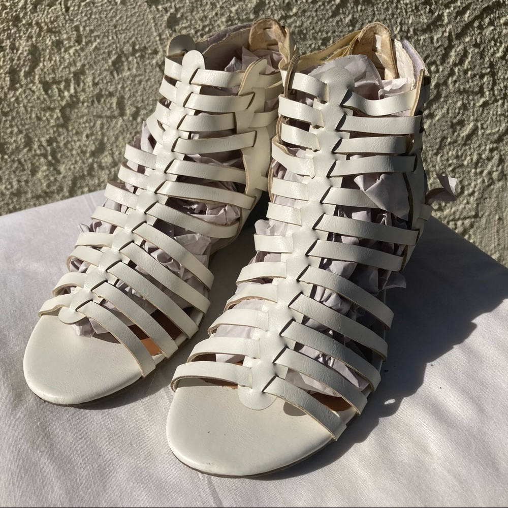 A.N.A. White Heeled Sandals Wedges Gladiator Sandals
